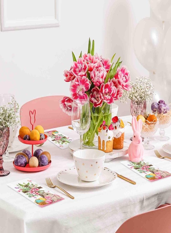 Whaline 80 Sheet Easter Guest Napkins Watercolor Bunny Egg Cross Flowers Disposable Paper Napkins Spring Dinner Hand Napkins for Home Kitchen Bathroom Party Supplies, 13 x 15.7 Inch - Image 4